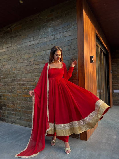 Advika-RT Blooming Gorgette AnarkalI set