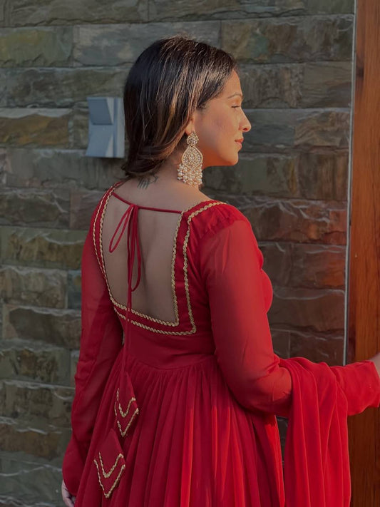 Advika-RT Blooming Gorgette AnarkalI set