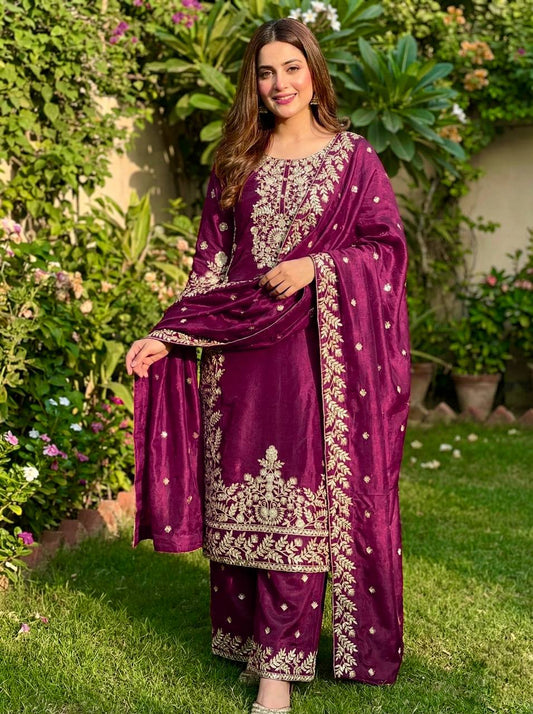 Nandini-SRK Pure GMY SILK Top- plazzo set SRK