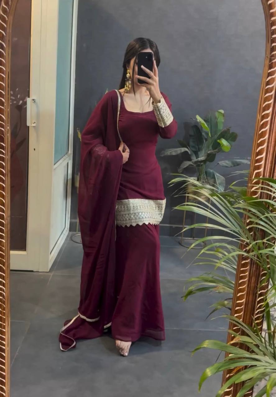 narmada-mc heavy star georgette top plazzo set maruti creation (mc)