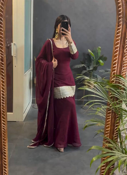 Narmada-MC Heavy Star Georgette Top Plazzo Set Maruti Creation (MC)