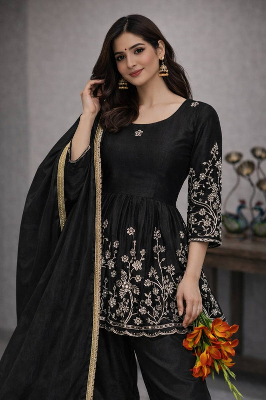 Premium Party Wear Top and Palazzo Set with Fancy Dupatta and Embroidery Work Valam Fashion