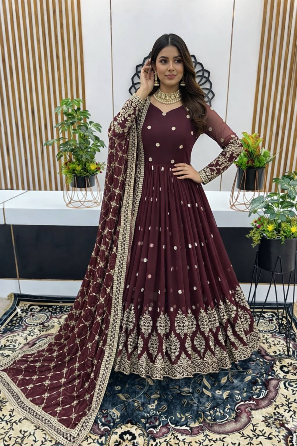 Shilpa-ZF Heavy Faux Georgette  Gown set ZF