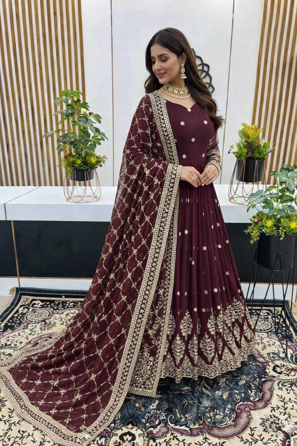 Shilpa-ZF Heavy Faux Georgette  Gown set ZF