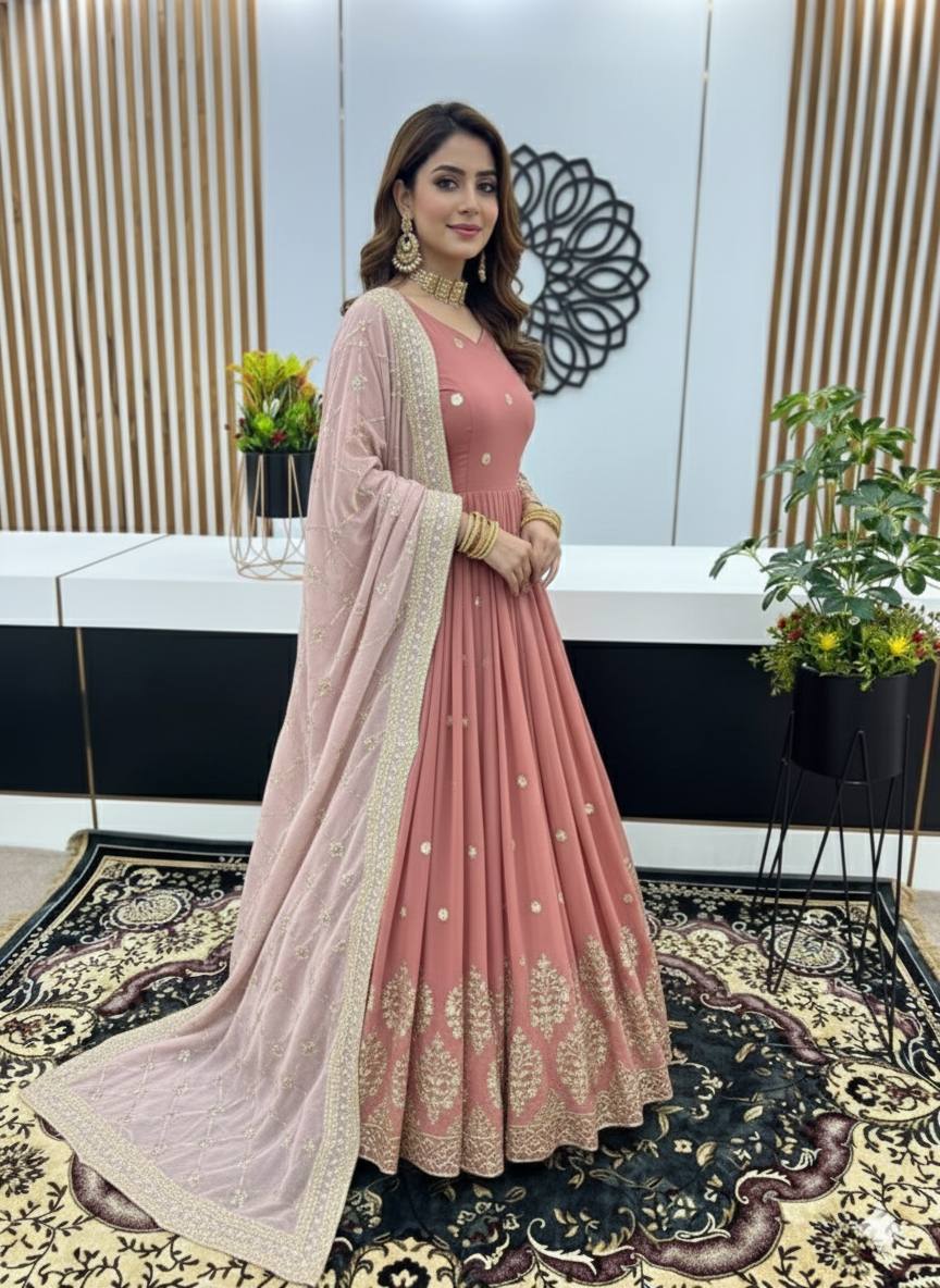 shilpa-zf heavy faux georgette  gown set zf