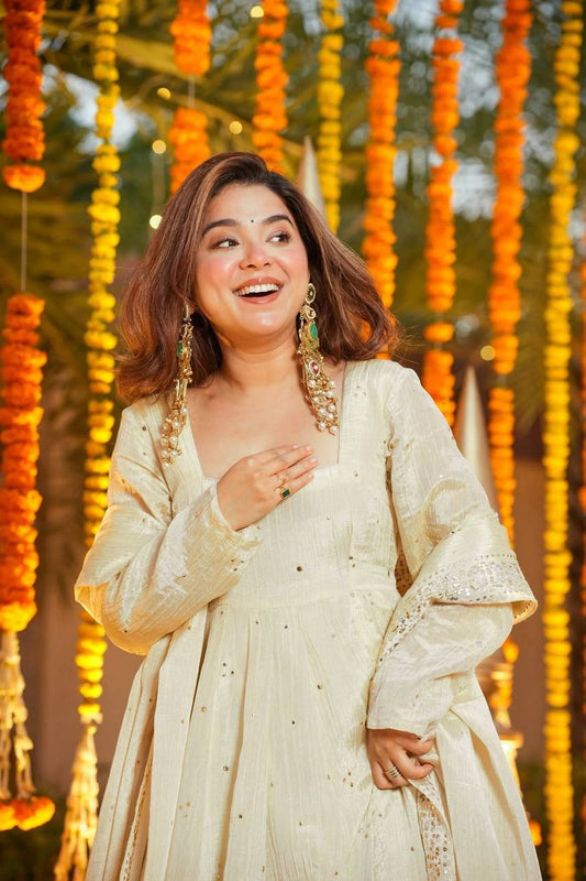 Navya-KD Heavy Chinnon Silk  Gown dupatta set KD