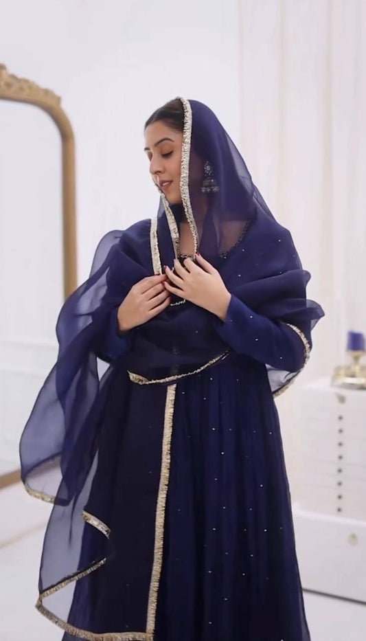 Khushi-RT Foux Gorgette Anarkali dupatta set RTC