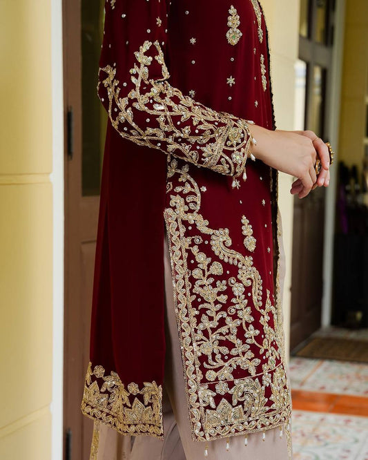 Ekta-SR Heavy Faux Georgette Top  Sharara set SR - NSR