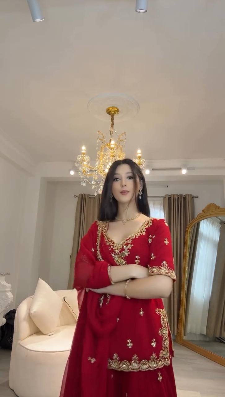 jenisha-rt foux gorgette top sharara set rtc