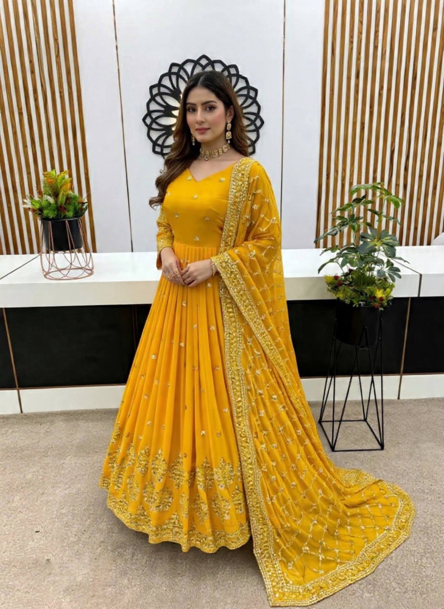 shilpa-zf heavy faux georgette  gown set zf