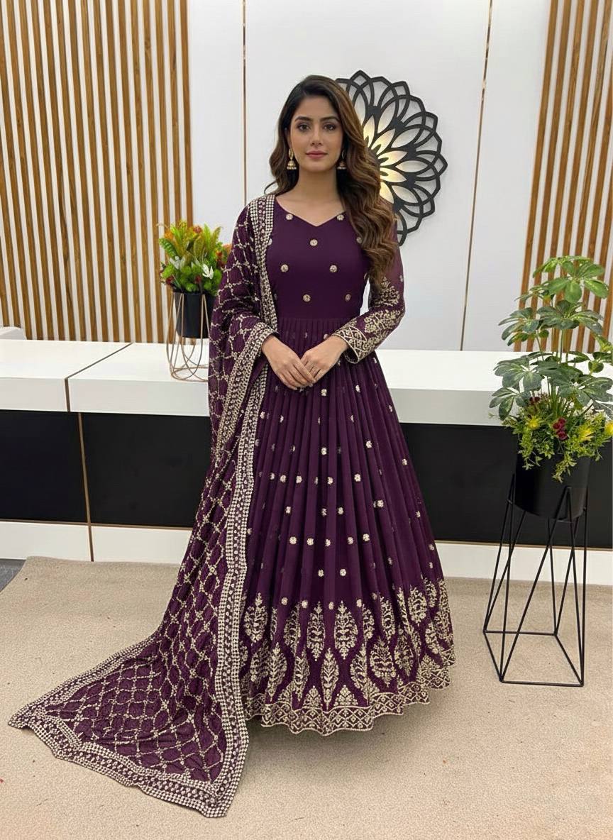 shilpa-zf heavy faux georgette  gown set zf