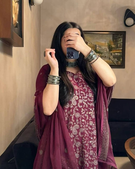 Lina-MC FOX GEORGETTE Top Pent Set Maruti Creation (MC)