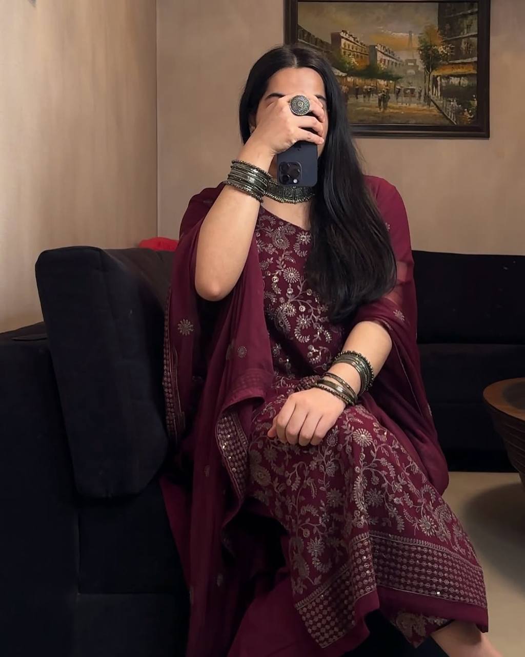 lina-mc fox georgette top pent set maruti creation (mc)