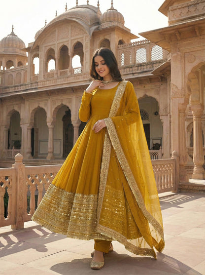 Bela-ZSR Roman silK Anarkali Gown set