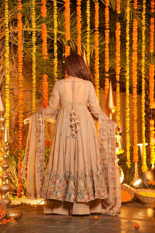 Anu-NSR crunchy Silk gown sharara set NSR