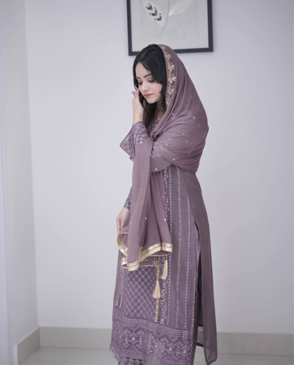 Designer Party Wear Look Heavy Faux Georgette Top Bottom & Dupatta Set - Jaipur Blossom