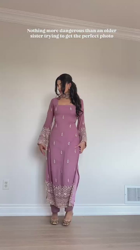 Meher-RT Foux Gorgette Top Pent set