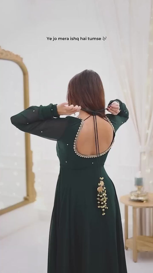 Tanu-RT Foux Gorgette Handwork Top-Pent Set