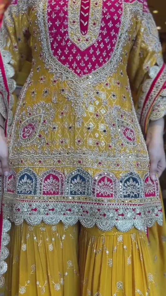 Mansi-MF Heavy Faux Georgette Top Plazzo set