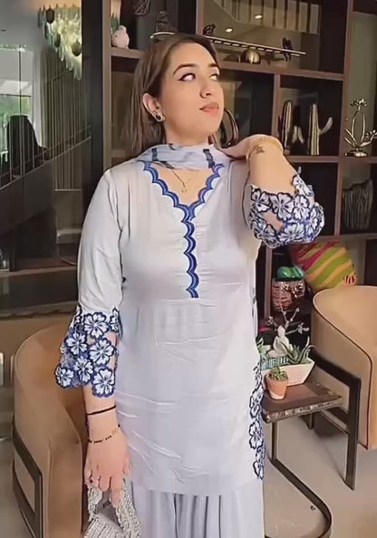Golden Era Party Ensemble with Fancy Dupatta and Heritage Stitchwork