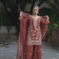 Party Ready Fox Georgette Embroidered Top Plazzo and Fancy Dupatta