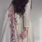 Elegant Fully Stitched Gown Ensemble with Heavy Embroidery and Butter Silk Pant