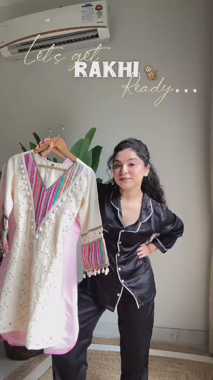 Hani-SR Pure Khadi Cottan Designer Co-ord Set