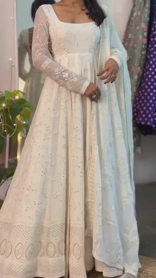 Charming Party Wear Anarkali Set Crafted in Heavy Slim Georgette with Sequence Work