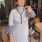 Party Wear Designer White Top and Farsi Salwar with Embroidery and Fancy Dupatta