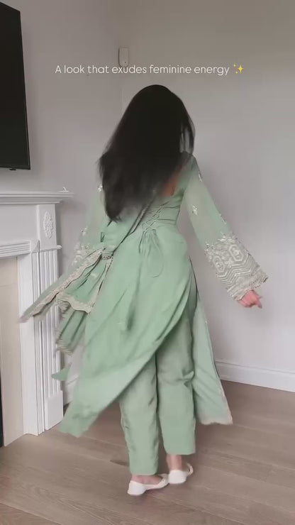 Meher-RT Foux Gorgette Top Pent set