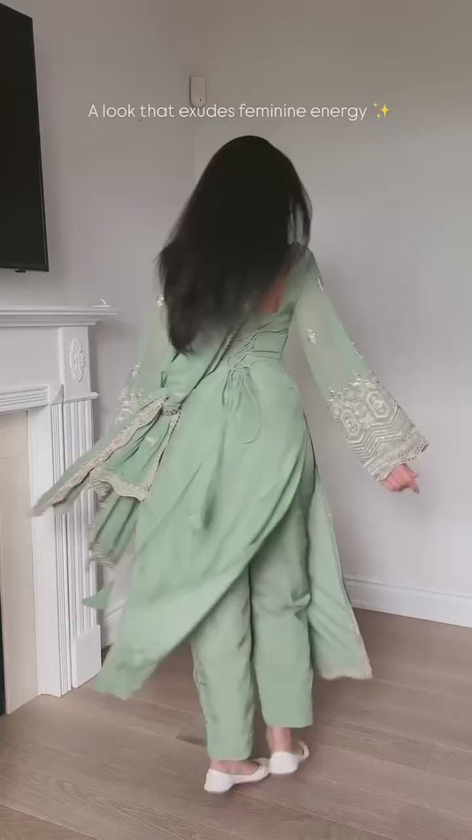 Meher-RT Foux Gorgette Top Pent set