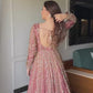 Embroidered Full Sleeve Gown Set with Coordinated Lehenga in Party Wear Style