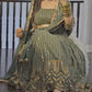 Party Wear Designer Gown with Pant in Heavy Faux Georgette Featuring Full Sleeve Embroidery
