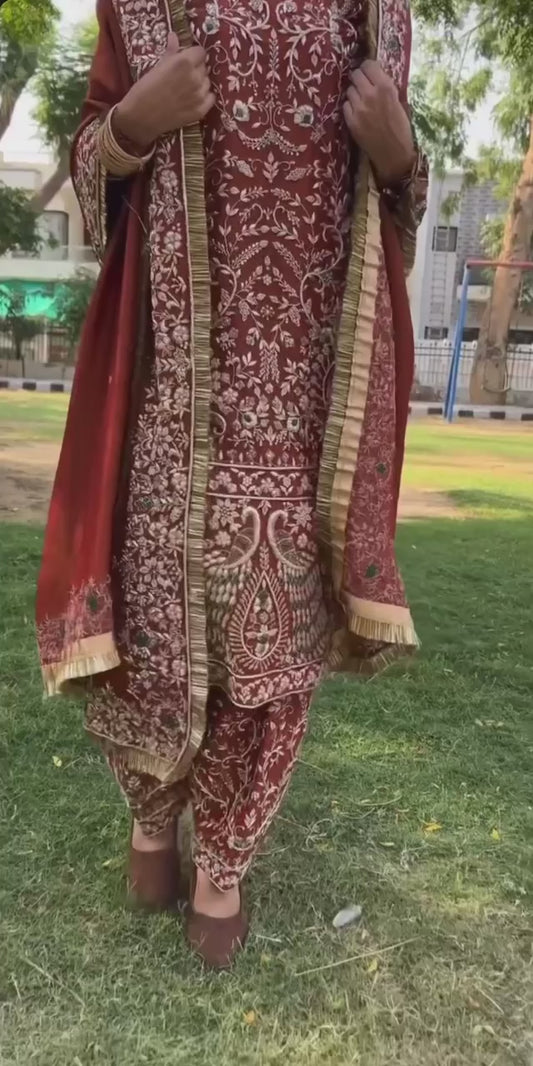 Nikita-MF Hevay Natural Crep Silk Farshi Salwar suit