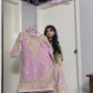 Embroidered Faux Georgette Top & Sharara Palazzo with 3mm Sequins and Mirror Work