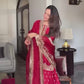 Party Wear Top and Plazzo in Heavy Chinnon Silk with Embroidery and Matching Dupatta