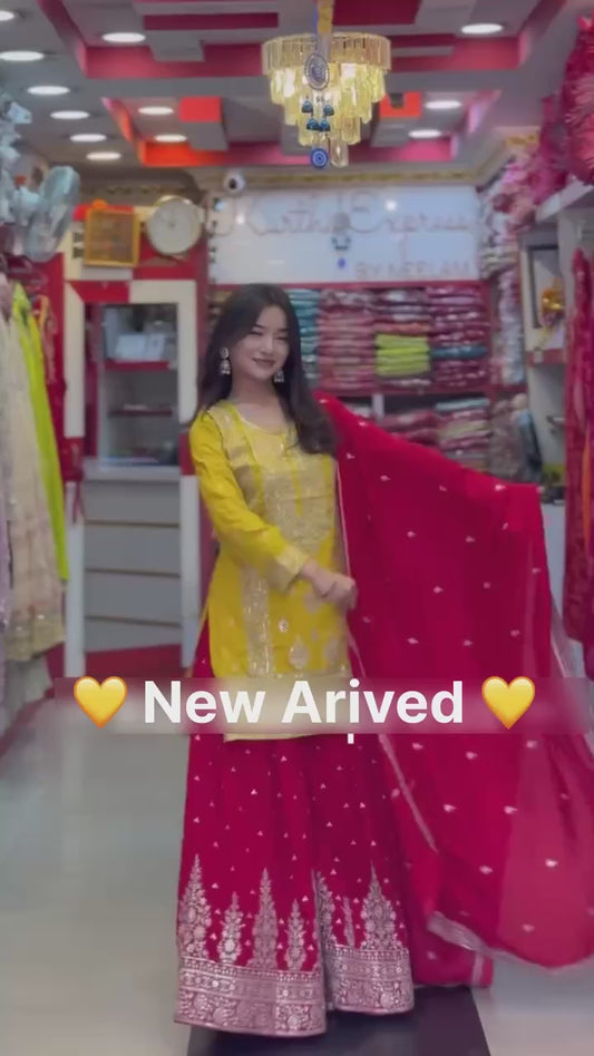 Hina-ZSR Pure Heavy Georgette sharara plazzo set