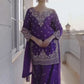 New Designer Party Wear Chinon Silk Top with Plazzo and Embroidered Fancy Dupatta
