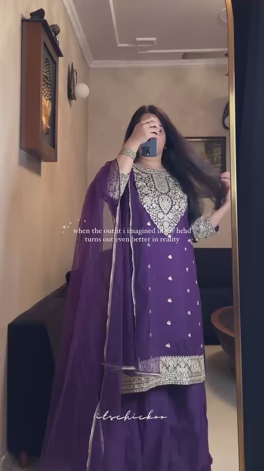 Kashvi-RT Foux Gorgette Kurti Plazzo set