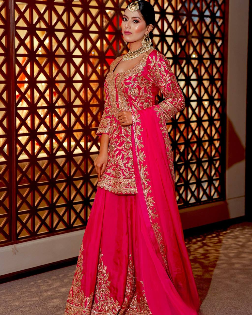 Fancy Dupatta with Party Wear Top and Plazzo in Heavy Embroidered Chinon Silk