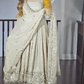 Party Wear Designer Gown with Pant in Heavy Faux Georgette Featuring Full Sleeve Embroidery