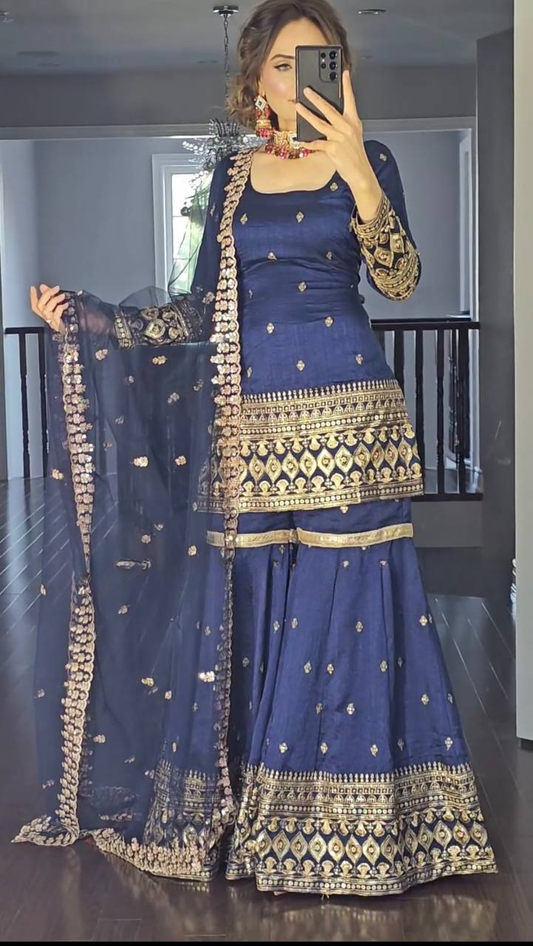 New Designer Party Wear Top and Plazzo Set with Fancy Dupatta and Heavy Embroidery