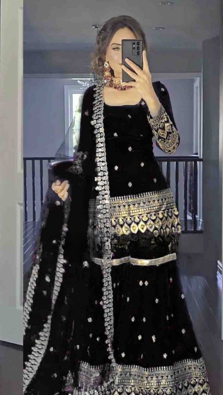 New Designer Party Wear Top and Plazzo Set with Fancy Dupatta and Heavy Embroidery