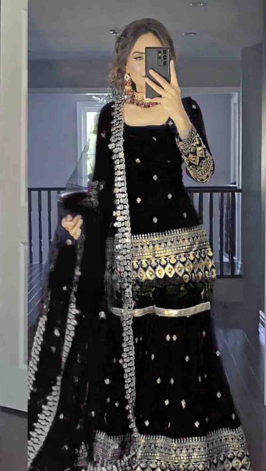 New Designer Party Wear Top and Plazzo Set with Fancy Dupatta and Heavy Embroidery
