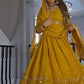 Party Wear Designer Gown with Pant in Heavy Faux Georgette Featuring Full Sleeve Embroidery
